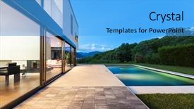  Presentation with villa - Slide set enhanced with homemade granola berries and fruits background and a dark gray colored foreground