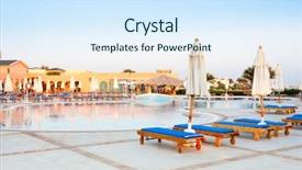  Presentation with luxury hotel - PPT theme featuring luxury hotel in the morning background and a sky blue colored foreground