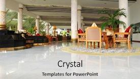  Presentation with luxury hotel - Presentation theme having luxury hotel lobby hall interior background and a light gray colored foreground