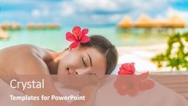  Presentation with body care spa body massage - Presentation design consisting of luxury-hotel-spa-massage-table background and a coral colored foreground