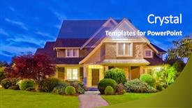  Presentation with luxury gold - PPT theme with luxury house at dusk background and a cobalt blue colored foreground