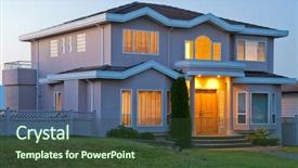  Presentation with luxury gold - Colorful slide deck enhanced with luxury house at dusk backdrop and a tawny brown colored foreground