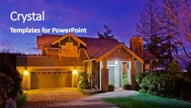  Presentation with luxury house - Slides featuring luxury house at dusk in vancouver canada background and a royal blue colored foreground