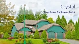  Presentation with luxury house - Colorful PPT theme enhanced with luxury house at fall in vancouver canada backdrop and a sky blue colored foreground