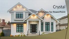  Presentation with luxury gold - Presentation theme featuring luxury house at night background and a light gray colored foreground