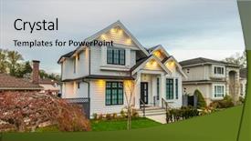  Presentation with luxury gold - Presentation enhanced with luxury house at night background and a light gray colored foreground