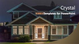  Presentation with luxury house - Beautiful presentation theme featuring luxury-house-at-night backdrop and a dark gray colored foreground