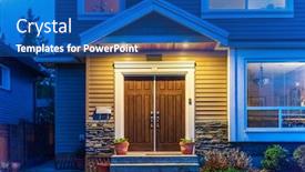  Presentation with luxury house - Cool new theme with luxury-house-at-night backdrop and a ocean colored foreground