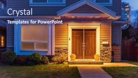  Presentation with luxury house - Amazing slide deck having luxury-house-at-night backdrop and a ocean colored foreground