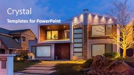  Presentation with luxury house - PPT theme consisting of luxury-house-at-night background and a teal colored foreground