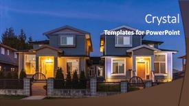  Presentation with luxury house - PPT layouts having luxury-house-at-night background and a ocean colored foreground