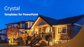  Presentation with luxury house - Presentation theme with luxury-house-at-night background and a dark gray colored foreground