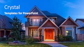  Presentation with fantasy full moon in night - Cool new presentation design with luxury-house-at-night backdrop and a cobalt blue colored foreground