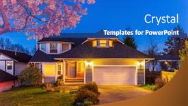  Presentation with luxury house - PPT theme having luxury-house-at-night background and a cobalt blue colored foreground