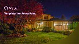  Presentation with luxury house - Audience pleasing presentation design consisting of luxury-house-at-night backdrop and a wine colored foreground