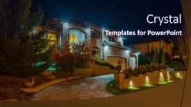  Presentation with luxury house - Presentation theme featuring luxury-house-at-night background and a navy blue colored foreground