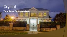  Presentation with luxury house - Colorful slide set enhanced with luxury-house-at-night backdrop and a ocean colored foreground