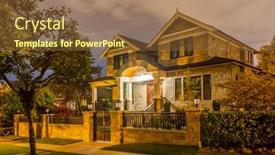  Presentation with luxury house - Slide deck having luxury-house-at-night background and a tawny brown colored foreground