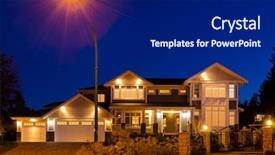  Presentation with luxury house - Slide deck featuring luxury house at night background and a  colored foreground