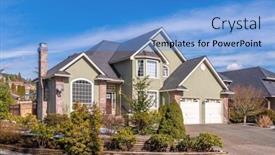  Presentation with luxury house - Slide deck having luxury-house-at-spring background and a teal colored foreground