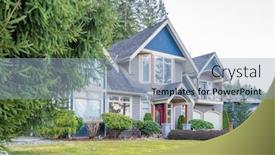  Presentation with luxury house - Slide set having luxury-house-at-spring background and a light blue colored foreground