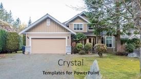  Presentation with luxury house - PPT theme featuring luxury-house-at-spring background and a mint green colored foreground