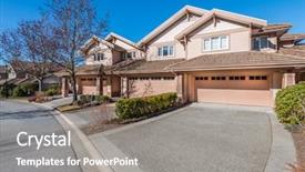  Presentation with land cover - Presentation featuring land cover - luxury house at spring background and a gray colored foreground