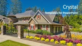  Presentation with luxury house - PPT theme having luxury house at sunny day background and a  colored foreground