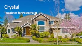  Presentation with luxury house - Colorful presentation theme enhanced with luxury house at sunny day backdrop and a  colored foreground