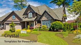  Presentation with luxury house - Audience pleasing PPT theme consisting of luxury house at sunny day backdrop and a gold colored foreground