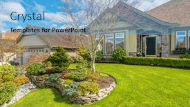  Presentation with luxury house - PPT theme with luxury-house-at-sunny-day background and a  colored foreground