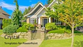  Presentation with luxury house - Colorful PPT theme enhanced with luxury house at sunny day backdrop and a  colored foreground