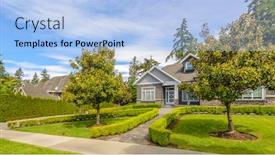  Presentation with luxury house - Colorful PPT theme enhanced with luxury house at sunny day in vancouver canada backdrop and a light blue colored foreground