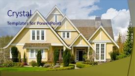  Presentation with luxury house - Audience pleasing PPT layouts consisting of new construction - luxury house at sunny day backdrop and a lemonade colored foreground