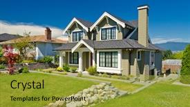  Presentation with luxury house - Presentation featuring luxury house at sunny day background and a  colored foreground