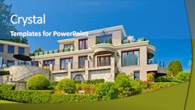  Presentation with luxury house - Slide deck having delicious berry smoothie with blackberries on wooden table close up background and a light gray colored foreground