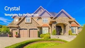  Presentation with luxury vintage house - Slides consisting of mountain landscape with differently trees in venerable autumnal forest and glade rila mountain bulgaria background and a dark gray colored foreground.