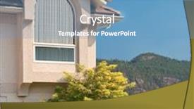  Presentation with luxury house - Presentation theme having luxury house over beautiful mountain lake in vancouver canada background and a teal colored foreground