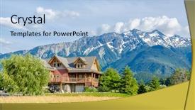  Presentation with luxury house - Presentation with luxury house over fantastic mountain background and a light blue colored foreground