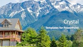  Presentation with luxury mountain nature - Audience pleasing slide deck consisting of luxury house over fantastic mountain backdrop and a teal colored foreground