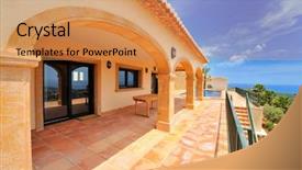  Presentation with spectacular - Colorful slides enhanced with luxury house with a spectacular view backdrop and a coral colored foreground