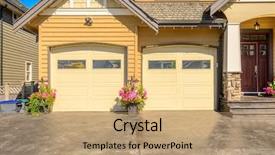  Presentation with luxury house - Slides enhanced with luxury house with double garage door in vancouver canada background and a coral colored foreground