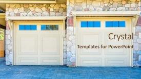  Presentation with luxury house - Presentation having luxury house with double garage door in vancouver canada background and a soft green colored foreground