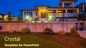  Presentation with luxury house - Slide set with luxury-house-with-garage-door background and a tawny brown colored foreground