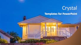  Presentation with luxury house - PPT theme having luxury-house-with-garage-door background and a teal colored foreground