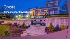  Presentation with luxury house - Slide deck consisting of luxury-house-with-garage-door background and a cobalt blue colored foreground