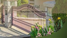  Presentation with luxury house - Audience pleasing PPT theme consisting of luxury house with gates in vancouver canada backdrop and a coral colored foreground