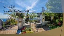  Presentation with luxury house - PPT theme featuring luxury house with gates in vancouver canada background and a light blue colored foreground