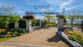 Presentation with luxury house - Presentation theme having luxury house with gates in vancouver canada background and a light blue colored foreground