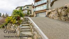  Presentation with luxury house - Audience pleasing PPT layouts consisting of luxury house with stone stair in front in vancouver canada backdrop and a coral colored foreground
